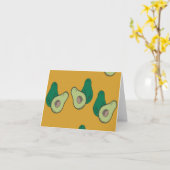 茶色に緑のアボカド カード (黄色い花)