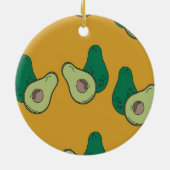 茶色に緑のアボカド セラミックオーナメント (裏面)