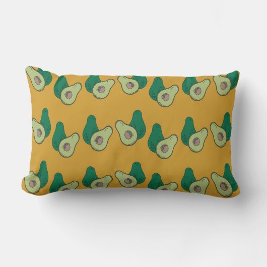 茶色に緑のアボカド ランバークッション (正面)