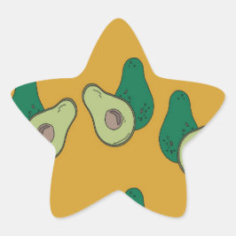茶色に緑のアボカド 星シール