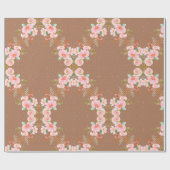 茶色に美しい花を配る ラッピングペーパー (フラット)