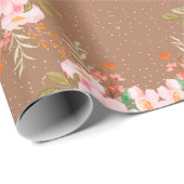 茶色に美しい花を配る ラッピングペーパー (ロールコーナー)