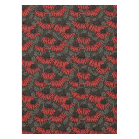 茶色に赤い円錐花序 テーブルクロス (正面)