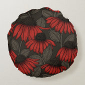 茶色に赤い円錐花序 ラウンドクッション (裏面)