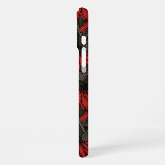 茶色に赤い円錐花序 iPhoneケース (左側面)