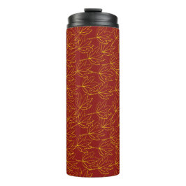 茶色に黄色の紅葉模様 タンブラー