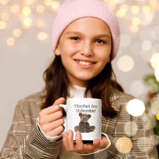 茶色のおもしろいクマ可愛い月曜日の仕事パン動物 コーヒーマグカップ