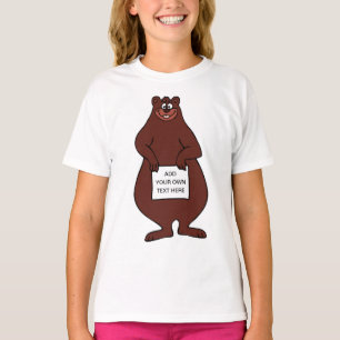茶色のおもしろいクマ Tシャツ