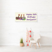 茶色のおもしろい茶葉の鶏の編み物漫画 横断幕 (インサイチュ)