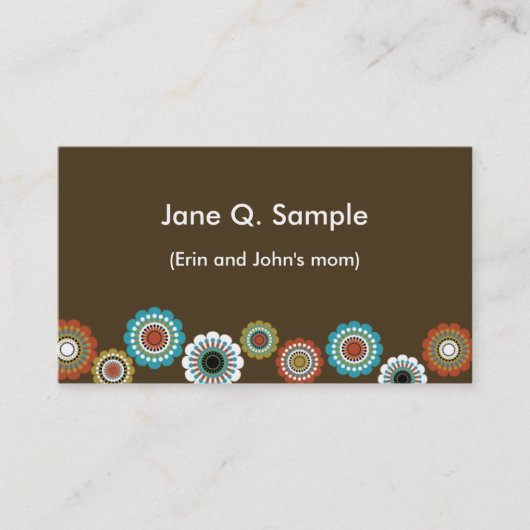 茶色のお母さんの情報カード コーリングカード (正面)