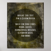 茶色のお気に入りの黒い黄色の上にあなたの引用文グランジ ポスター (正面)