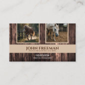 茶色のお洒落木の馬の写真コーチウマ科のング 名刺 (正面)