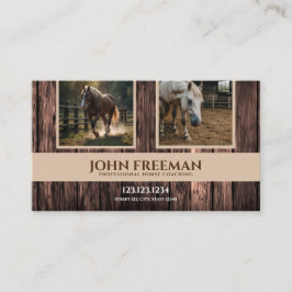 茶色のお洒落木の馬の写真コーチウマ科のング 名刺