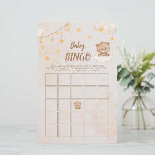 茶色のかわいいクマ赤ちゃんシャワービンゴ (スタンド正面)