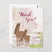茶色のかわいらしマーレ、フォアール、花馬ありがとう ポストカード (正面/裏面)