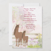 茶色のかわいらし馬と花ベビーシャワー招待状 招待状 (裏面)