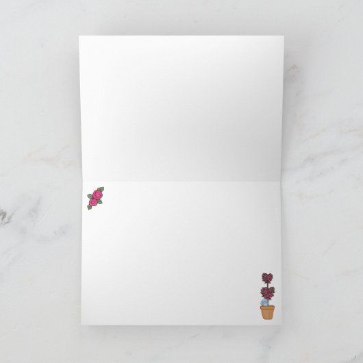 茶色のかわいらし馬、花バレンタインデーを愛する シーズンカード (内部)