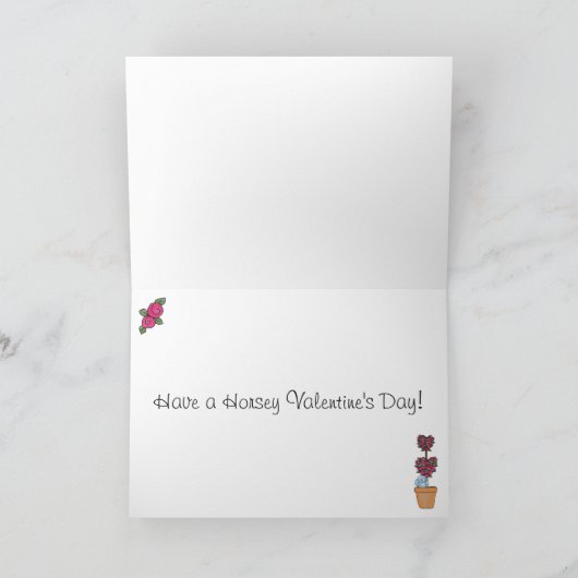 茶色のかわいらし馬、花バレンタインデーを愛する シーズンカード (内部)