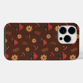 茶色のきのこのパターン iPhoneケース (裏面横)