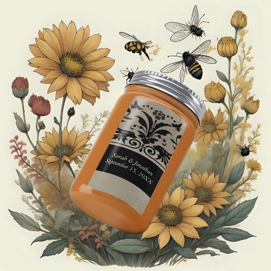 茶色ののまわりにダマスク日付の保存 ラベル