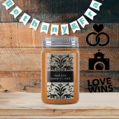 茶色ののまわりにダマスク日付の保存 ラベル