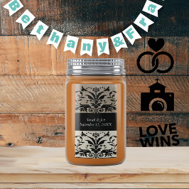 茶色ののまわりにダマスク日付の保存 ラベル