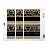 茶色ののまわりにダマスク日付の保存 ラベル (フルシート)