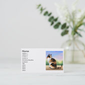 茶色のぶち猫のプロフィールカード 名刺 (スタンド正面)