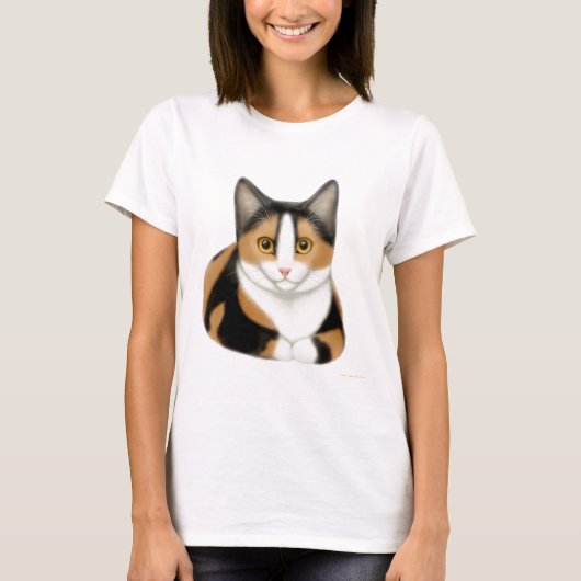 茶色のぶち猫のベビードールのワイシャツ Tシャツ (正面)