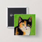 茶色のぶち猫の子ネコの芸術のおもしろいのかわいい元のスケッチ 缶バッジ (正面&裏面)