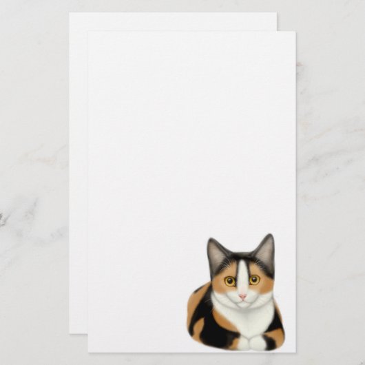 茶色のぶち猫の文房具 便箋 (正面/裏面)