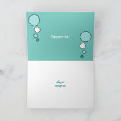 茶色のぶち猫の着席の写真のターコイズの緑 カード (内部)