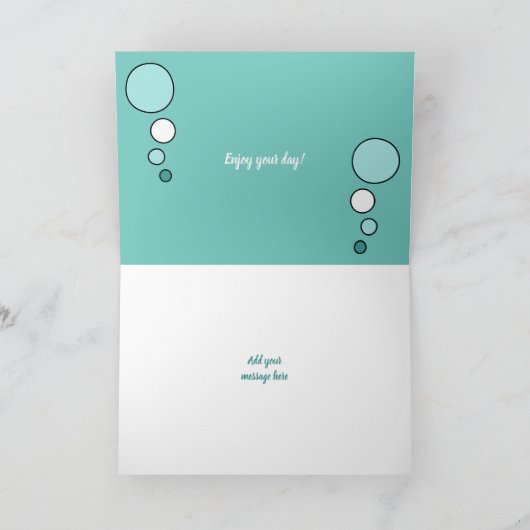 茶色のぶち猫の着席の写真のターコイズの緑 カード (内部)