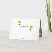 茶色のぶち猫の着席の写真の緑の茶色 カード (裏面)