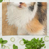 茶色のぶち猫の絵画-かわいい元の猫の芸術 キッチンタオル (折り畳み)