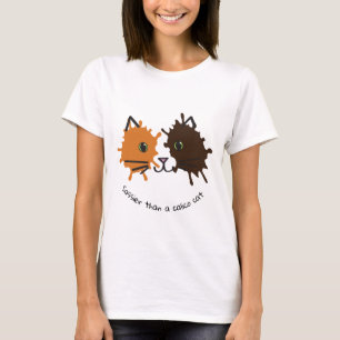 茶色のぶち猫の顔のデザイン Tシャツ