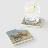 茶色のアイスランドのポニー ストーンコースター (横)