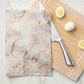 茶色のアクセントと白い抽象芸術パターン キッチンタオル (四つ折り)