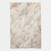 茶色のアクセントと白い抽象芸術パターン キッチンタオル (縦)