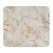 茶色のアクセントと白の抽象芸術パターン カッティングボード (正面)