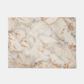 茶色のアクセントと白の抽象芸術パターン ドアマット (正面)