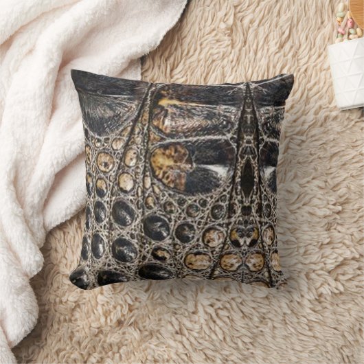 茶色のアメリカのアリゲータースキンテクスチャ クッション (ブランケット)