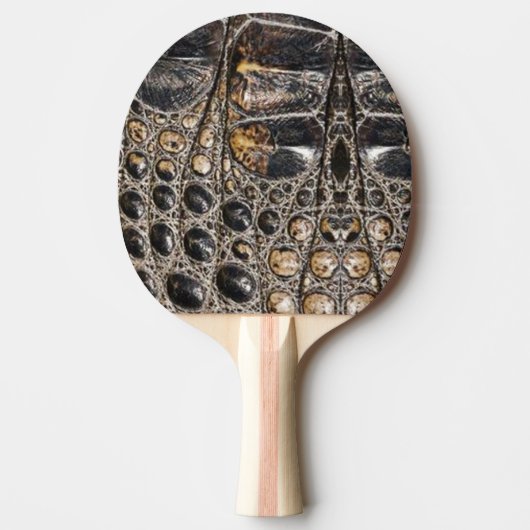 茶色のアメリカのアリゲータースキンテクスチャ 卓球ラケット (正面)
