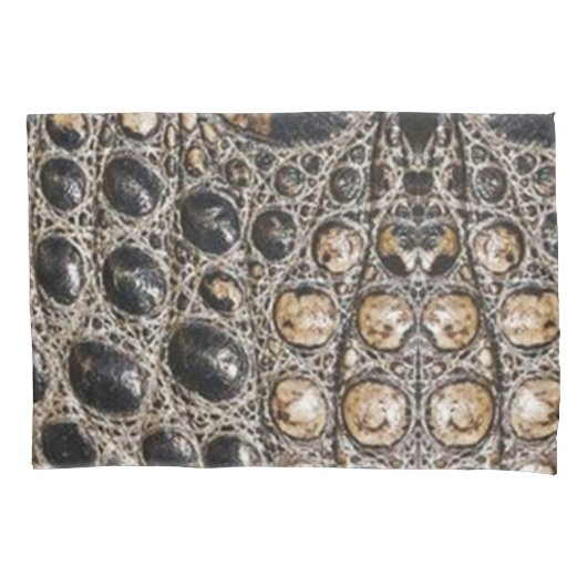 茶色のアメリカのアリゲータースキンテクスチャ 枕カバー (正面)