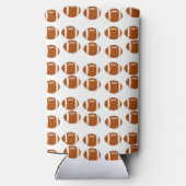 茶色のアメリカのフットボールパターン白 スリム缶クーラー (裏面)