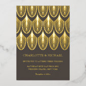 茶色のアールデコヴィンテージ金ゴールド箔招待状 箔招待状 (正面)