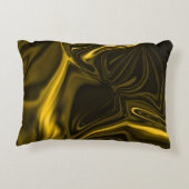 茶色のイメージの黄色または金ゴールドのカーブ アクセントクッション (裏面)