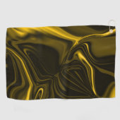 茶色のイメージの黄色または金ゴールドのカーブ ゴルフタオル (横)