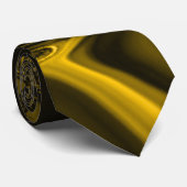 茶色のイメージの黄色または金ゴールドのカーブ ネクタイ (ロール)
