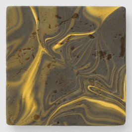 茶色のイメージ上の黄色または金ゴールドカーブ ストーンコースター